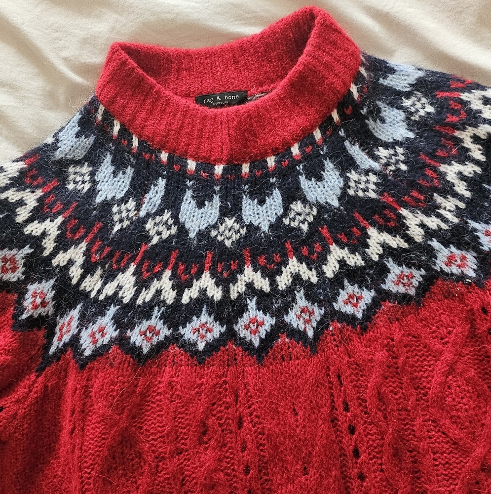 rag & bone red fairisle sweater